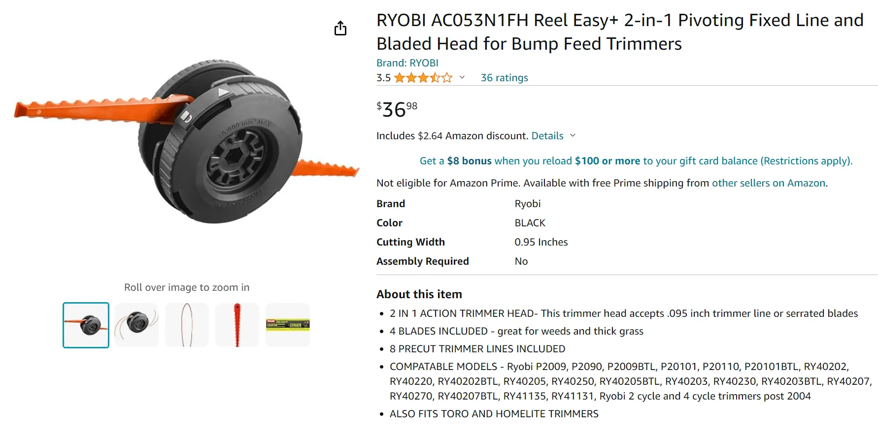 Lưỡi cắt thay thế cho máy cắt cỏ Ryobi 40V