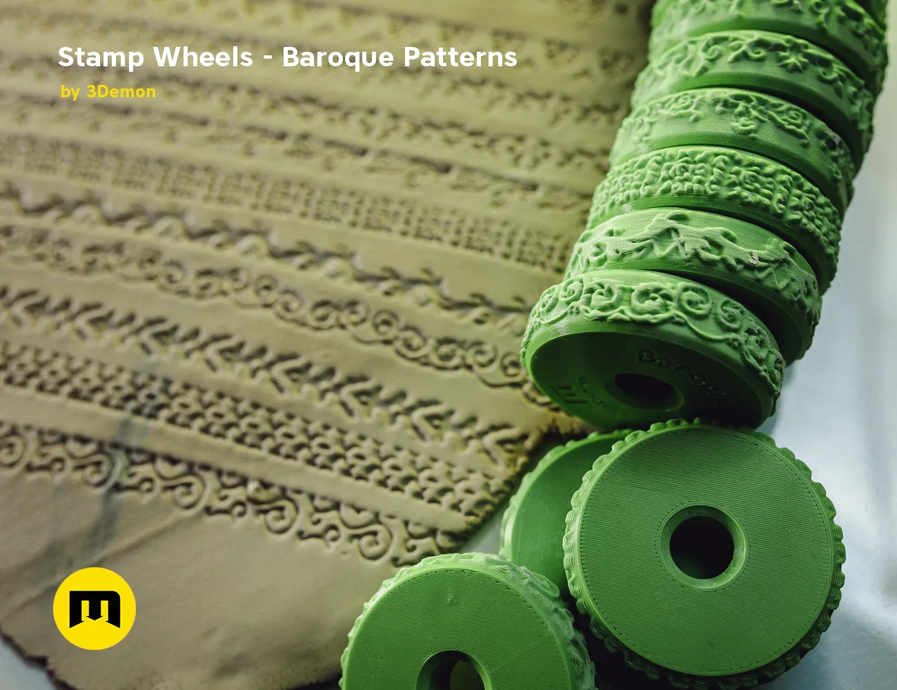 Bánh lăn tạo hoa văn Baroque cho đất sét