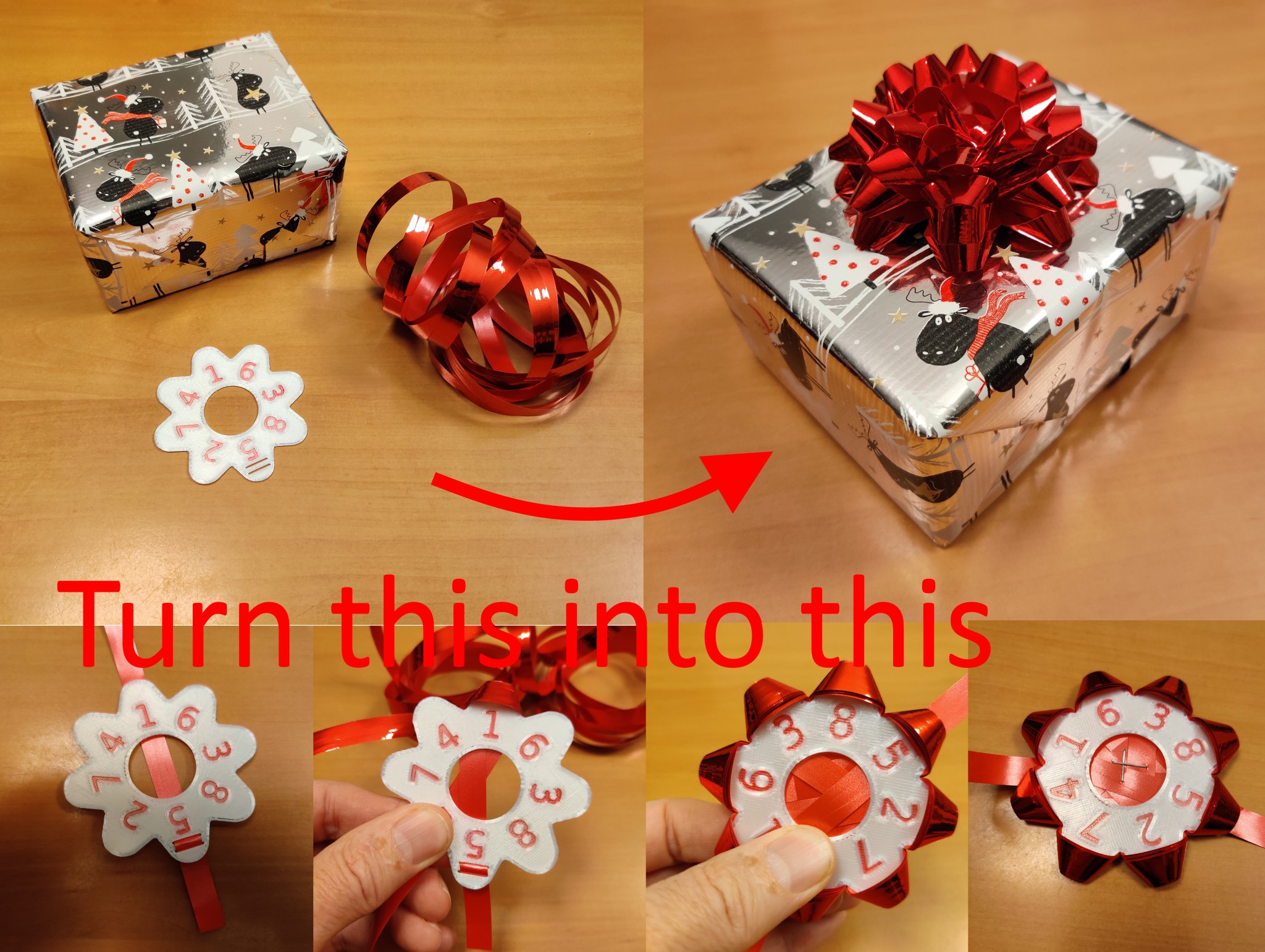 Máy làm nơ quà Giáng Sinh từ ruy băng 10mm