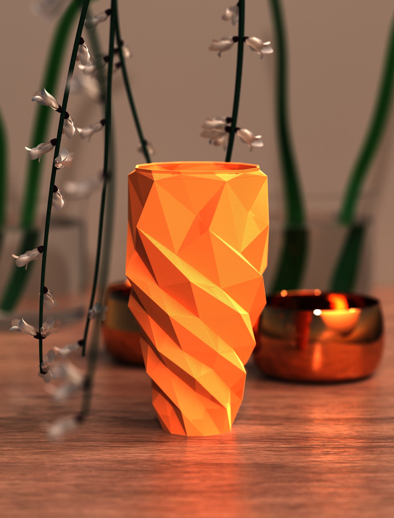 Bình hoa hiện đại thiết kế hình khối giống băng đá