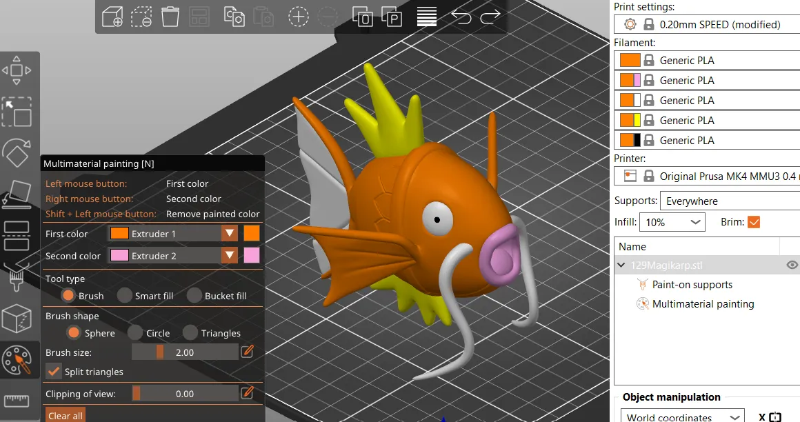 Mô hình Magikarp được sơn màu cho in 3D MMU