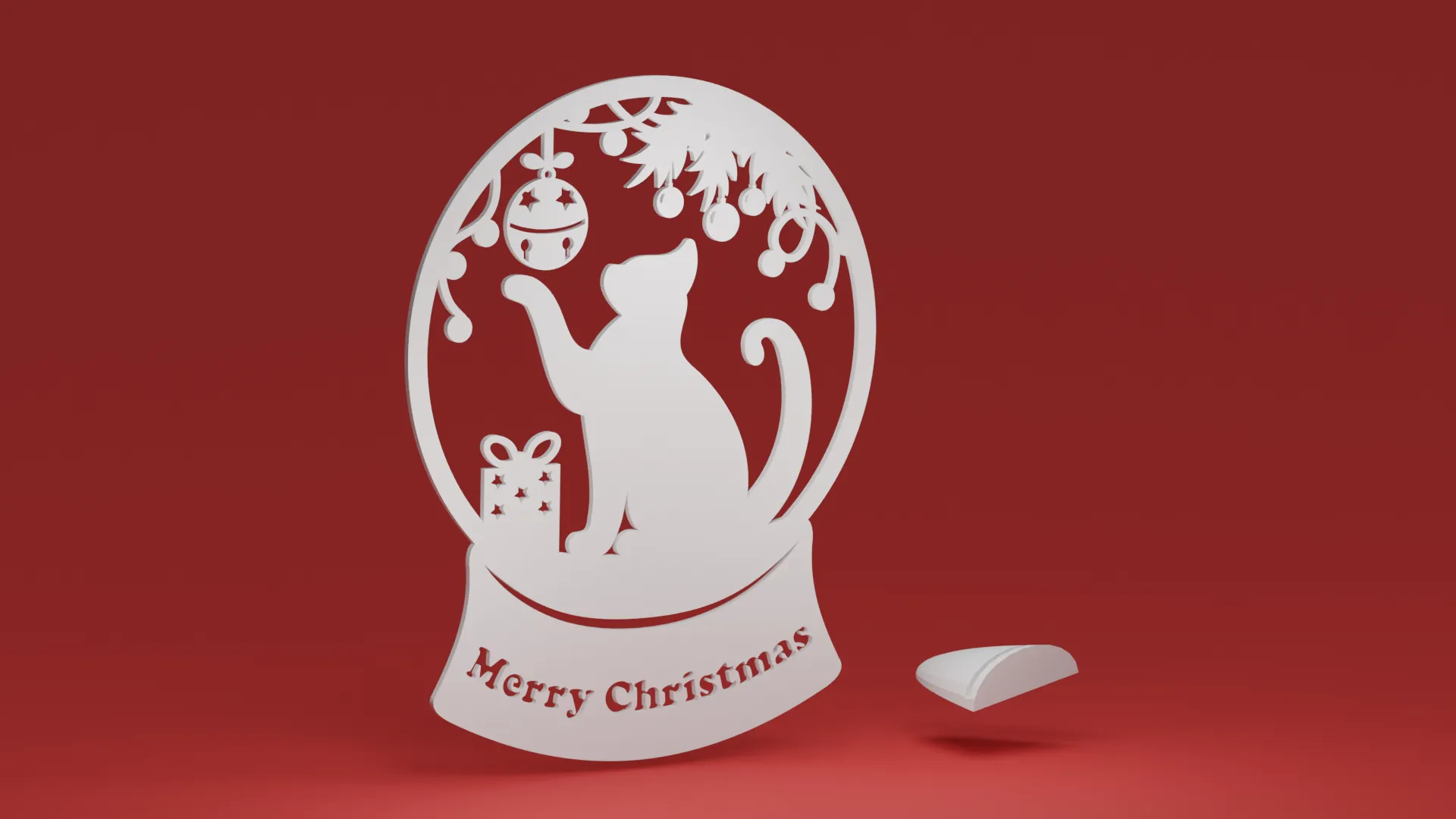 Quả cầu tuyết mèo với đế tùy chỉnh cho trang trí Giáng Sinh