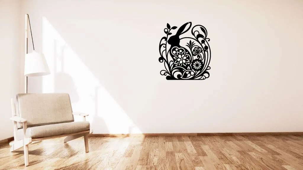 Trang trí lễ Phục Sinh với thỏ và hoa treo tường