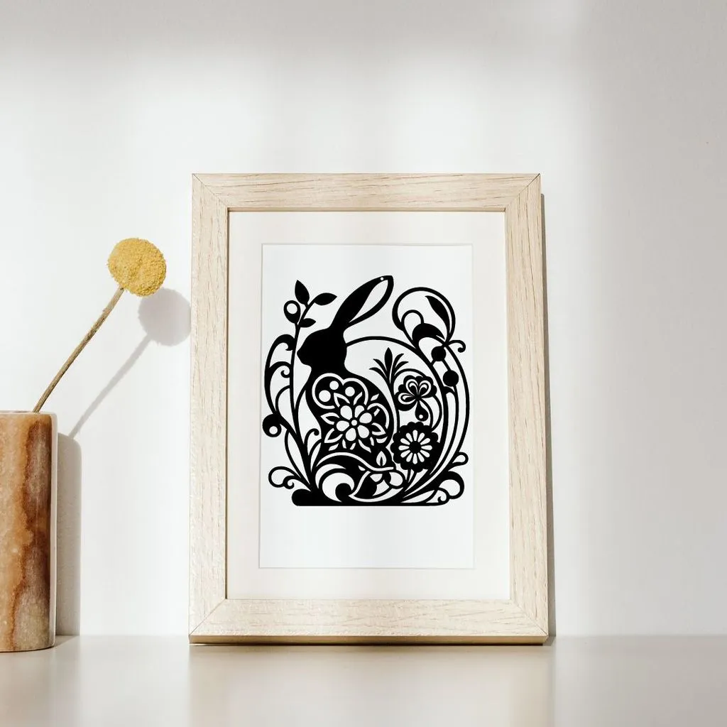 Trang trí lễ Phục Sinh với thỏ và hoa treo tường