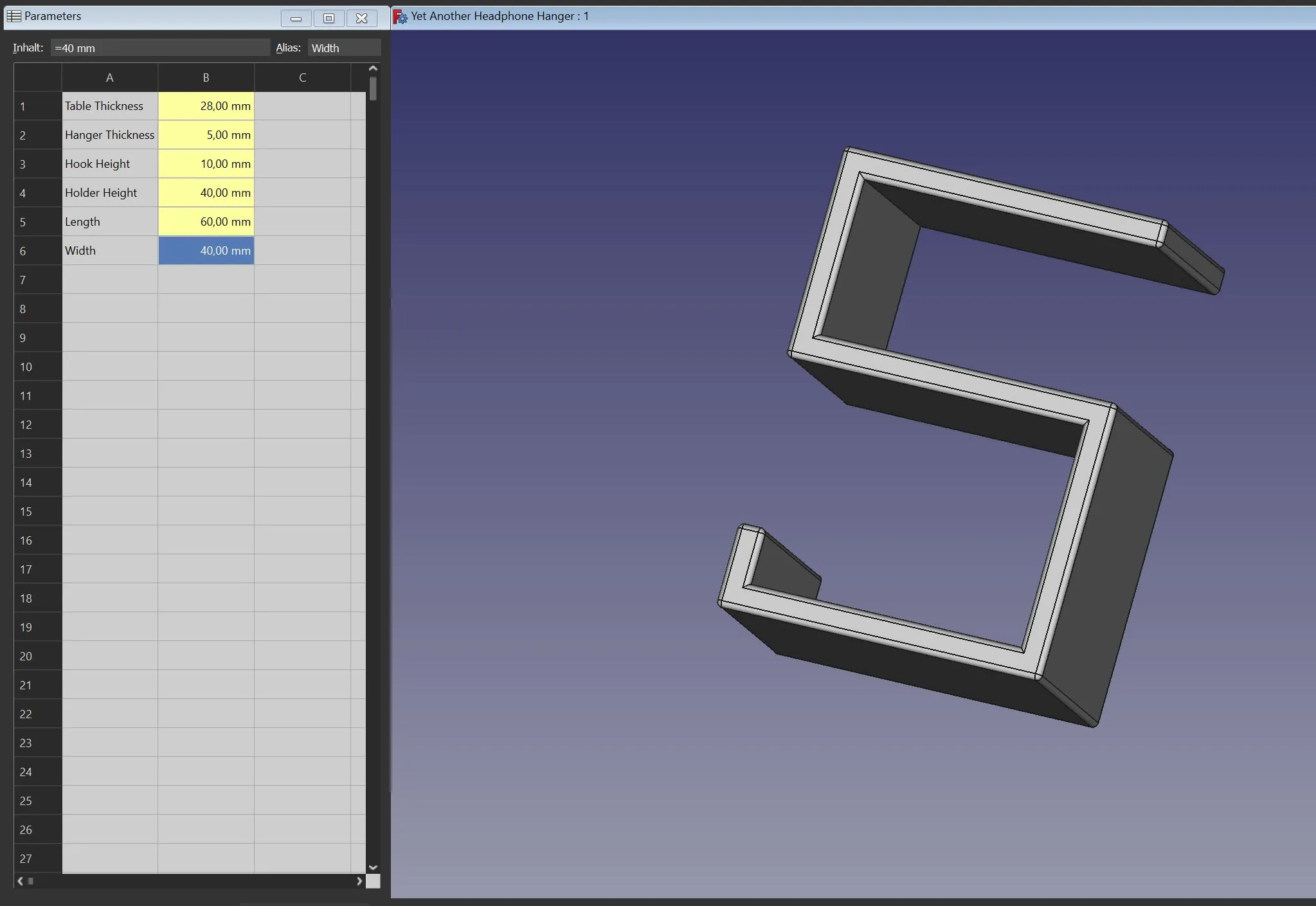 Giá treo tai nghe đơn giản trong FreeCAD