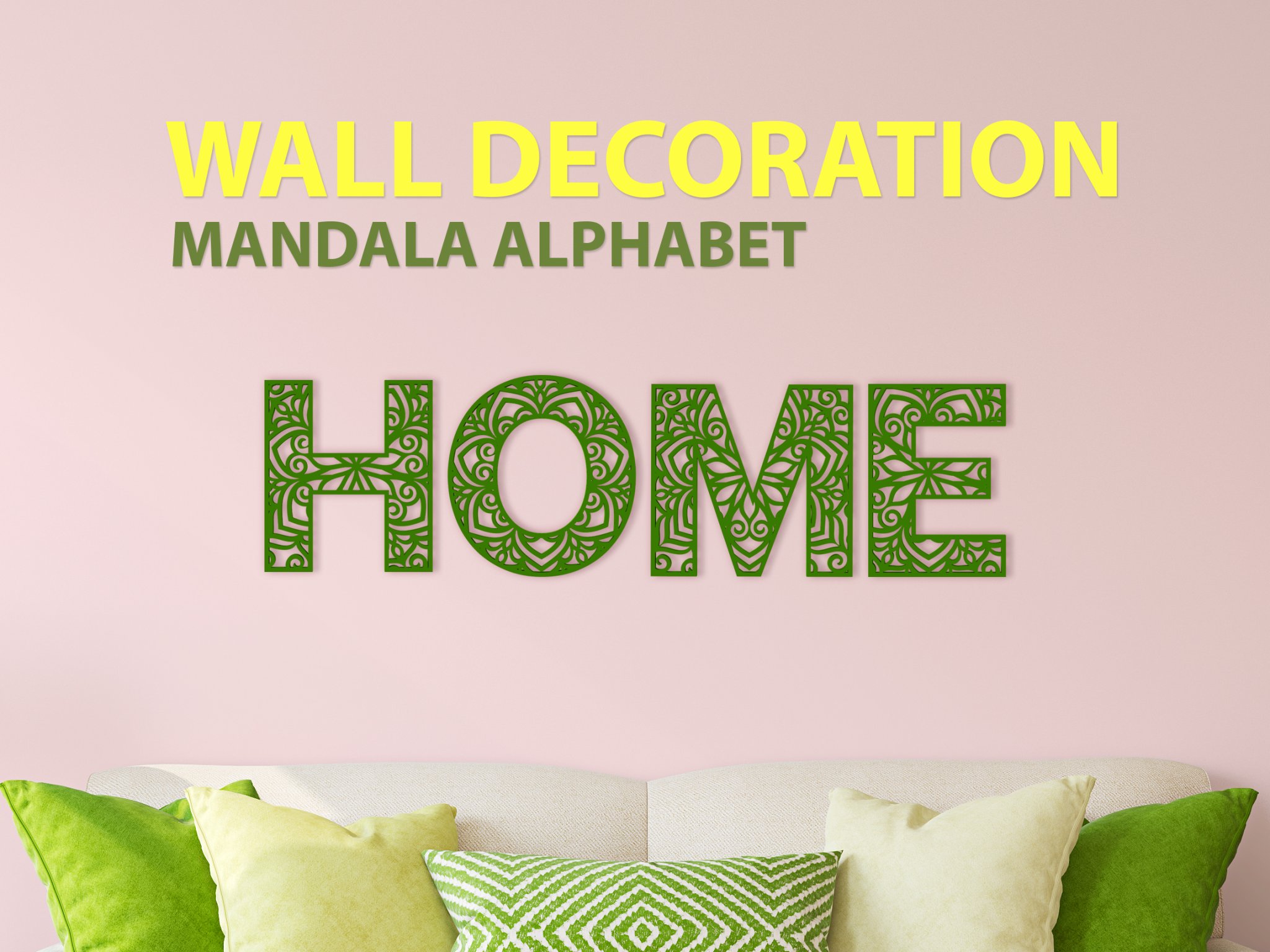 Trang trí tường chữ cái Mandala nghệ thuật