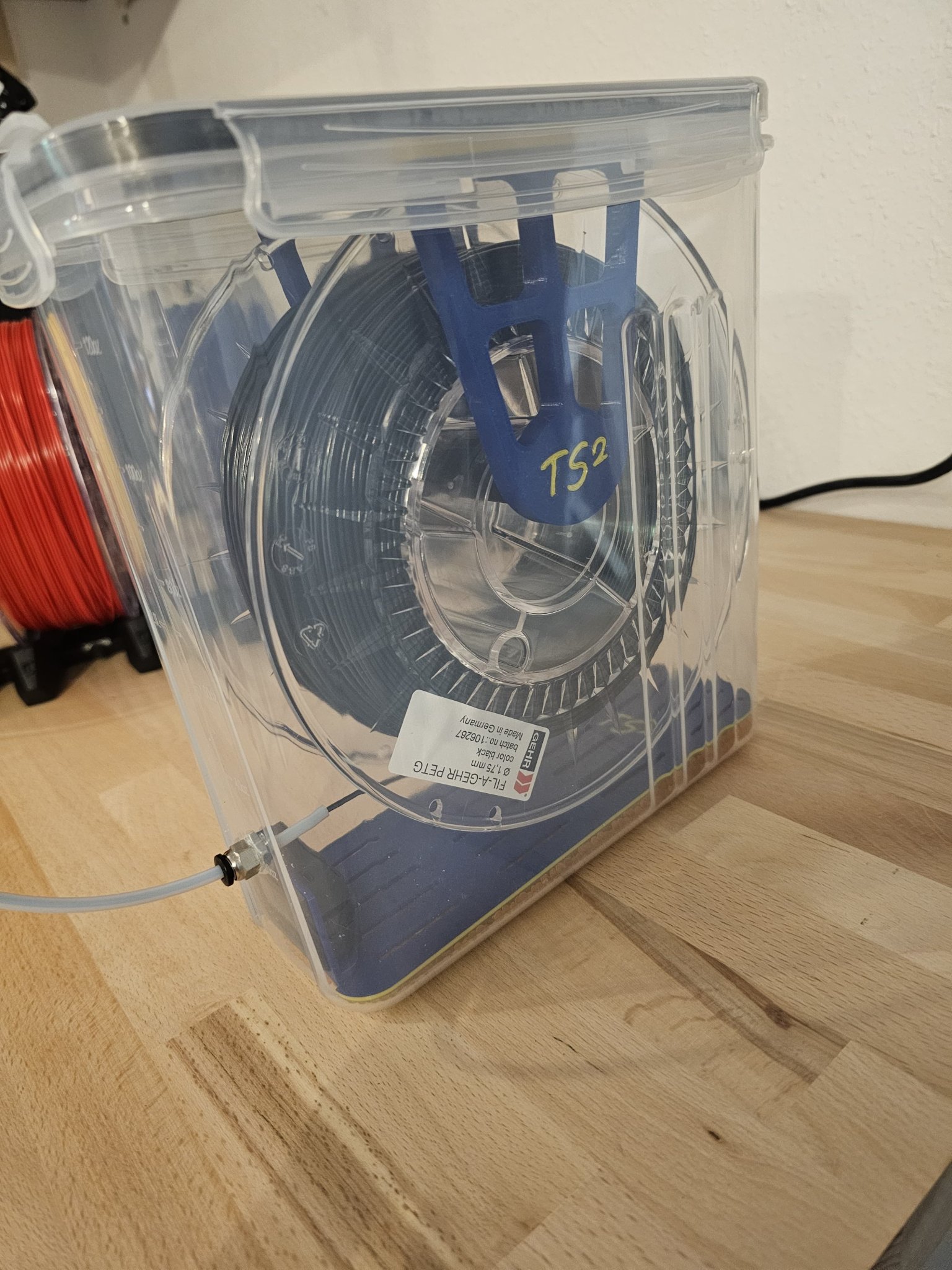 Hộp chứa filament khô với hygrometer và vật liệu hút ẩm
