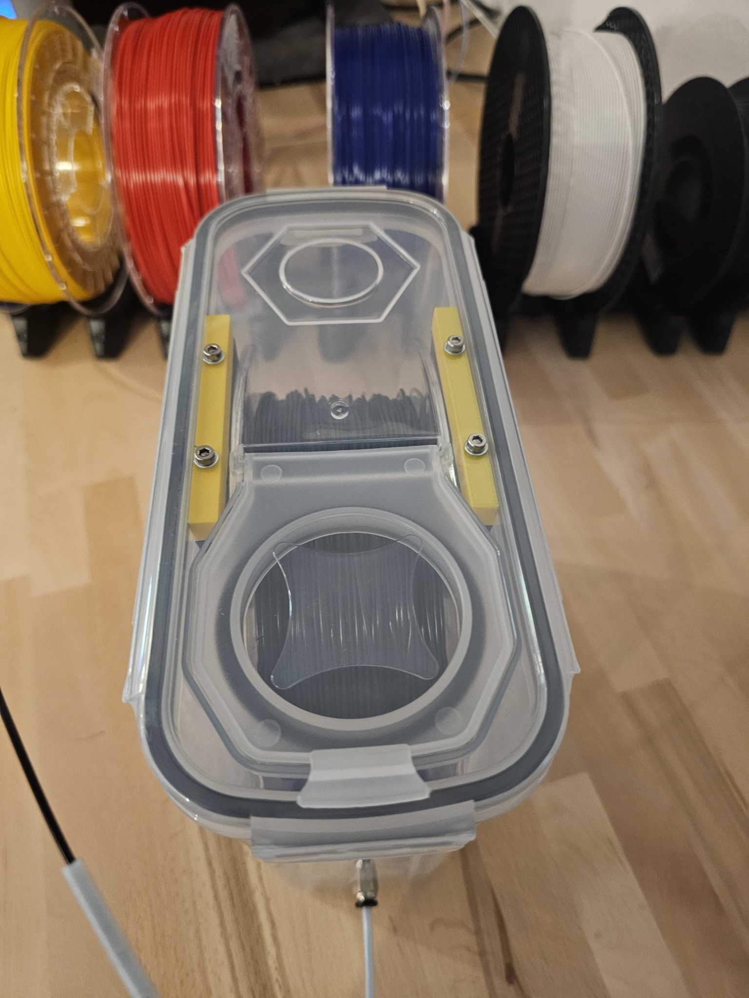 Hộp chứa filament khô với hygrometer và vật liệu hút ẩm