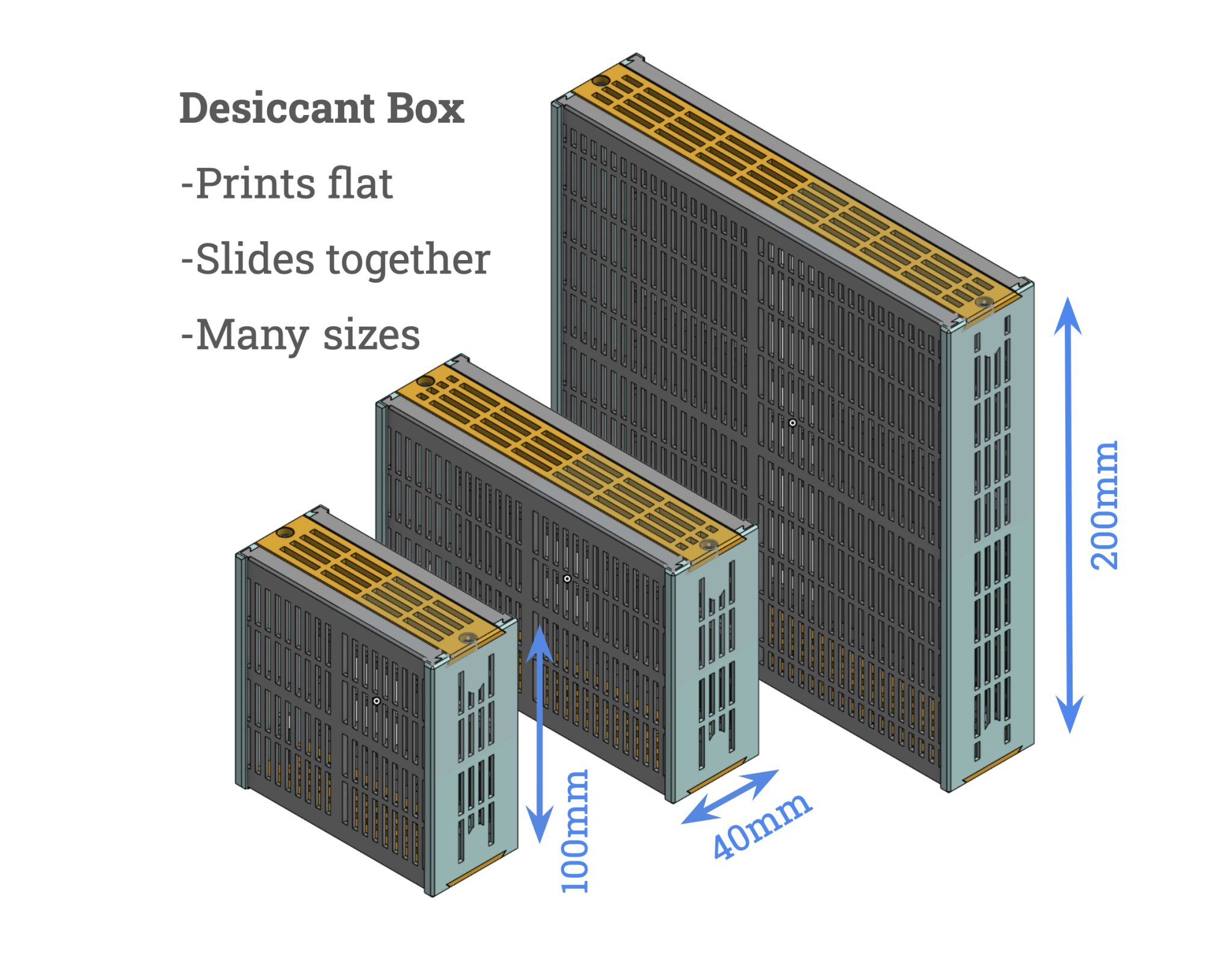 Hộp chứa chất hút ẩm hình chữ nhật cao lớn với phễu
