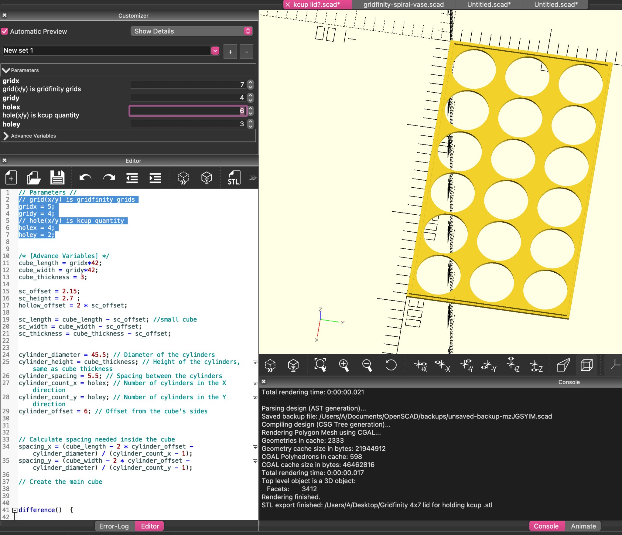 Nắp đậy cơ bản Gridfinity cho k-cup cà phê hoặc hạt giống
