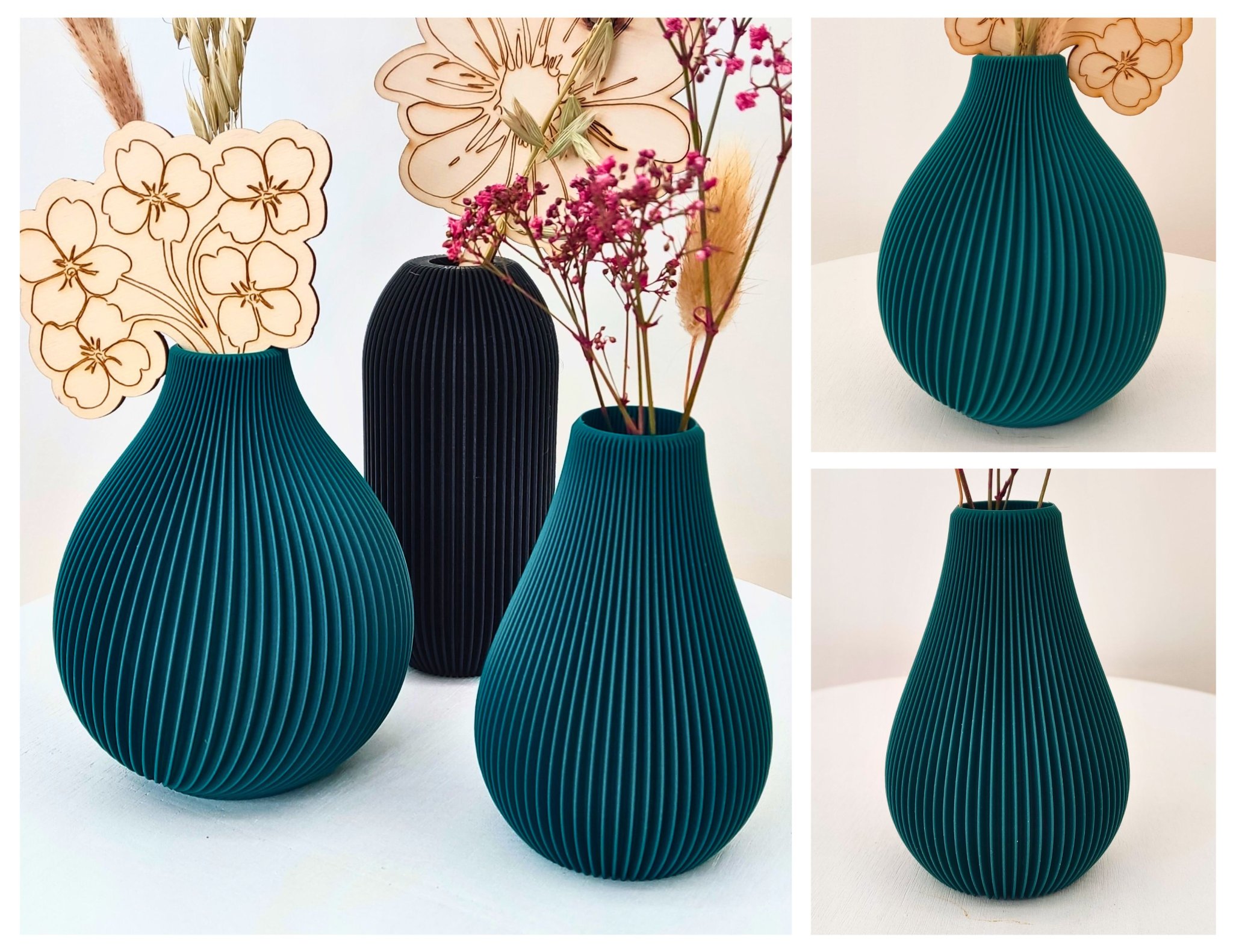 Bình hoa gân 3D cho hoa khô và trang trí