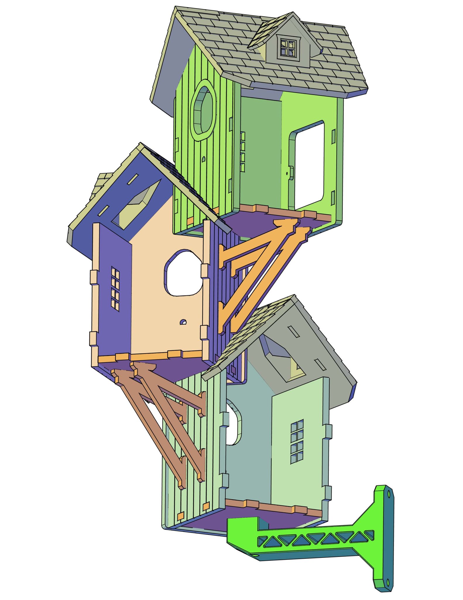 Nhà chim ba tầng không cần hỗ trợ! Cải tiến!