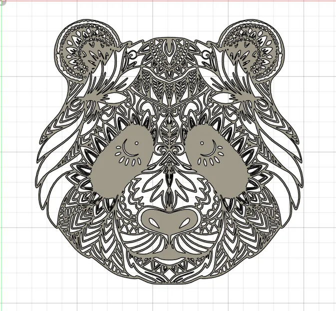 Mô hình mandala gấu trúc cao 2mm dễ in