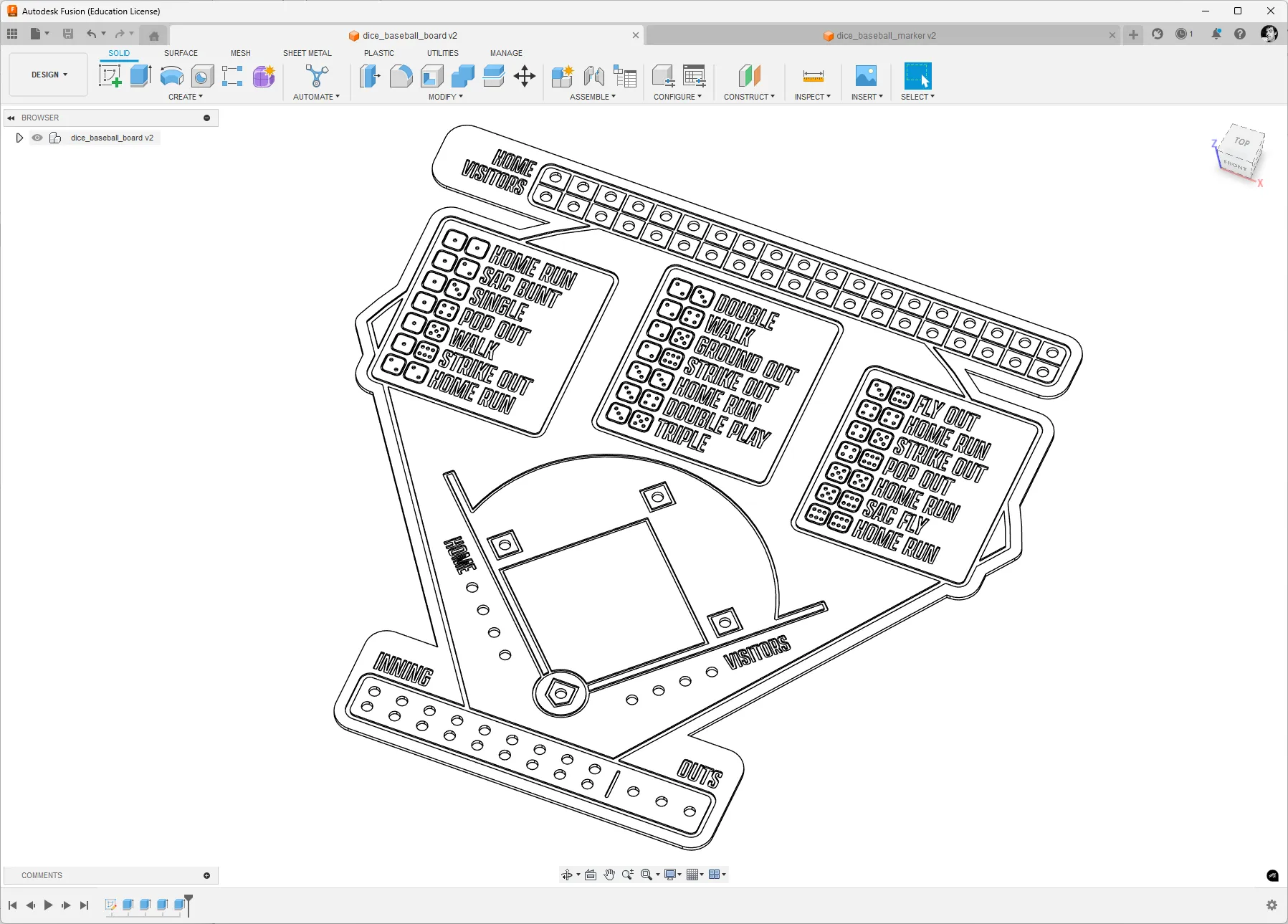 Bảng trò chơi bóng chày bằng xúc xắc tự chế