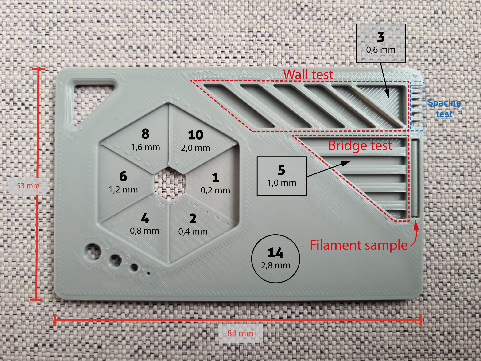 Mẫu thử nghiệm filament cho máy in 3D với nhiều tính năng