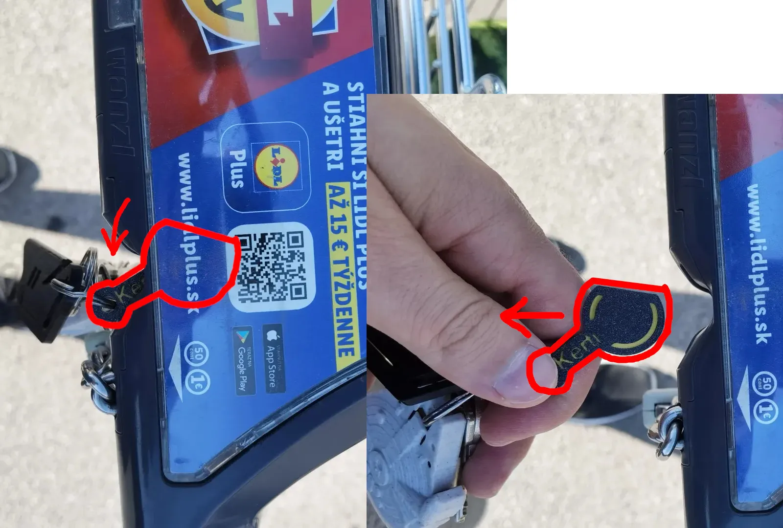 Chìa khóa móc khóa đồng xu cho xe đẩy và bảng tên