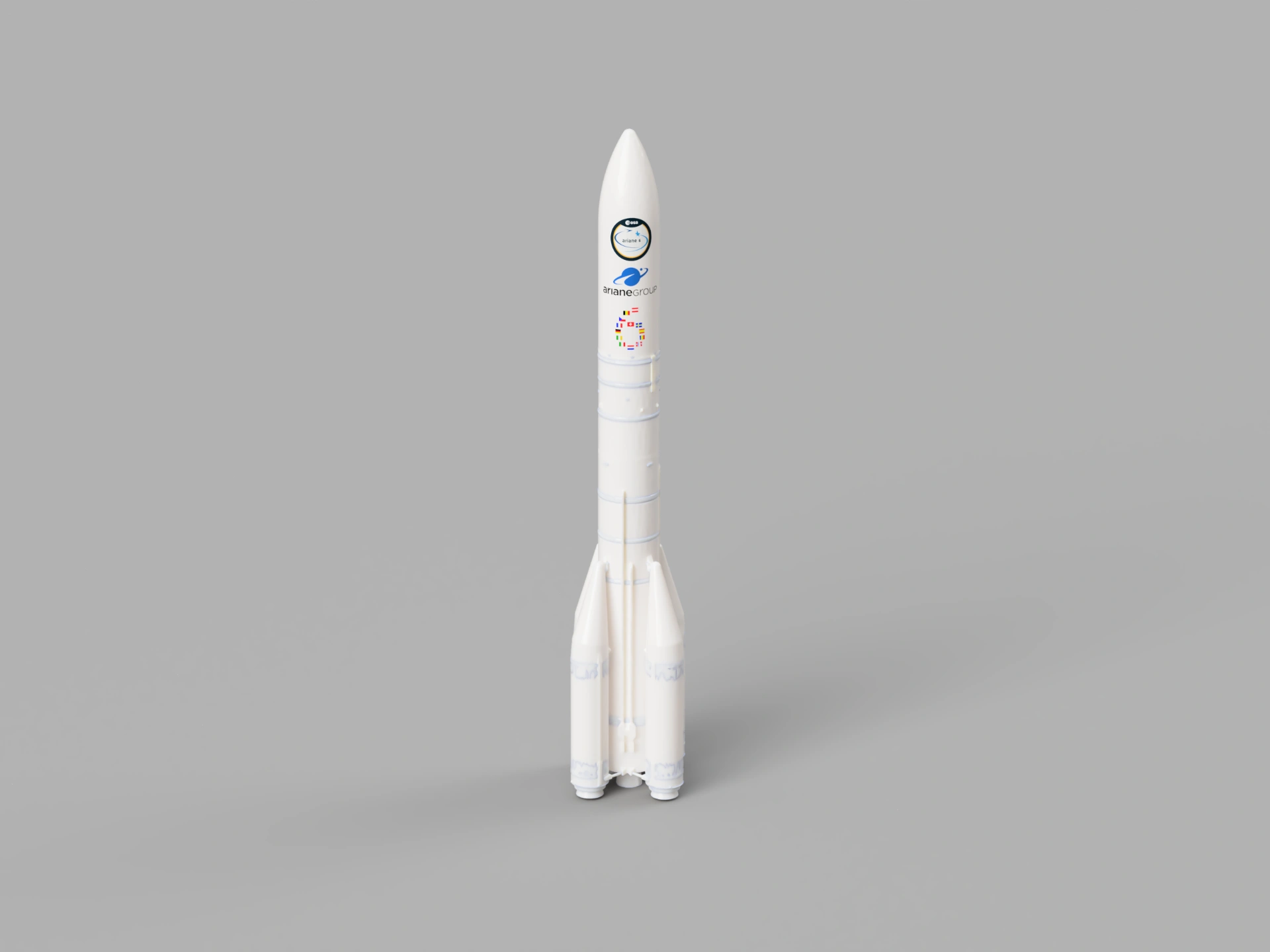 Tên lửa Ariane 6 với 4 bộ tăng cường tỉ lệ 1/100