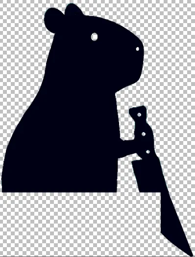 Nắp cửa hình capybara cầm dao hài hước