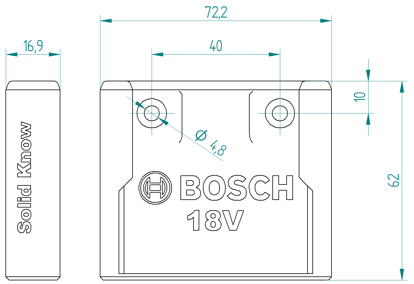 Giá đỡ pin dài Bosch Professional 18V