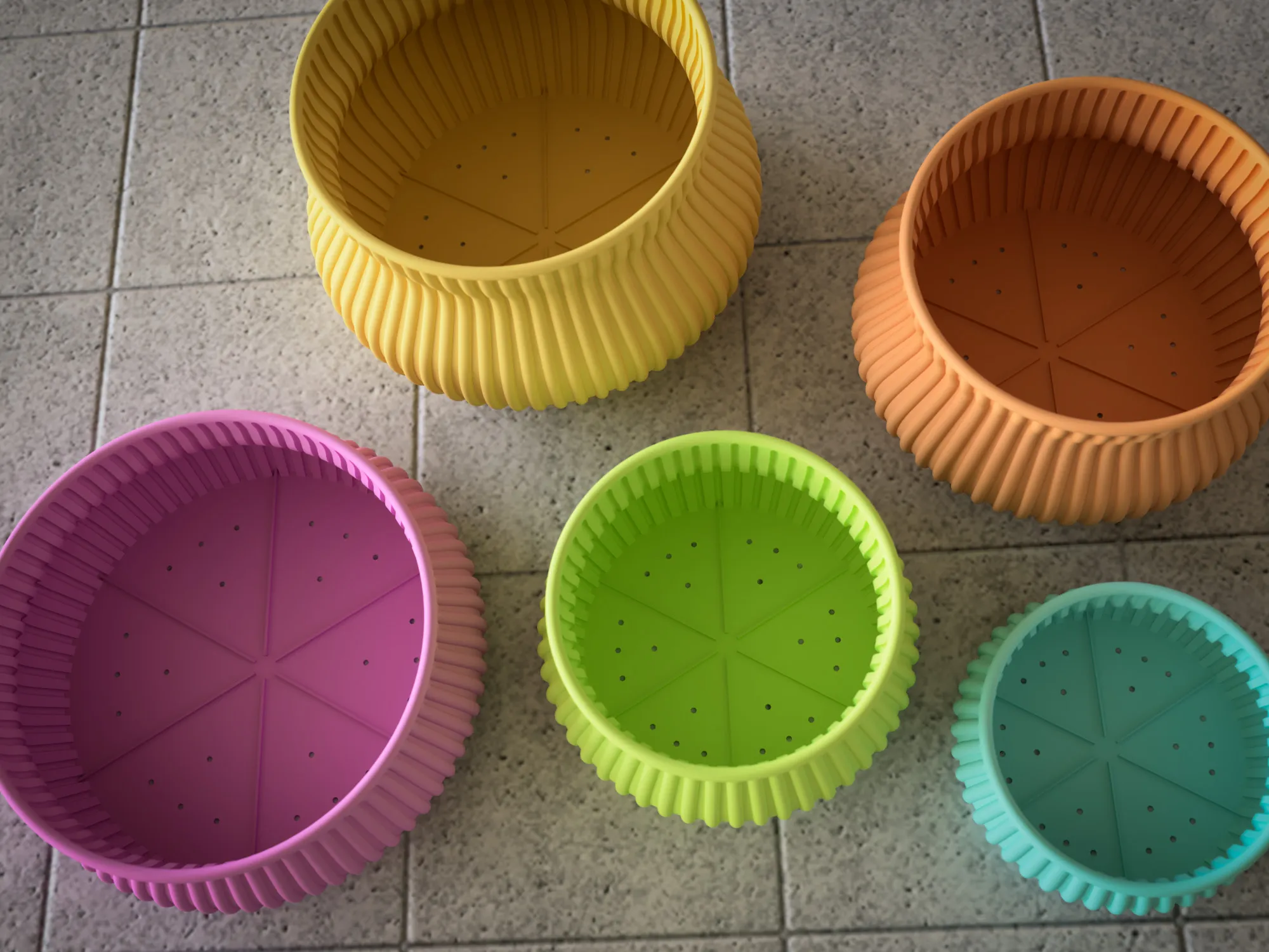 Chậu hoa cong cổ điển với họa tiết trang trí dọc dày