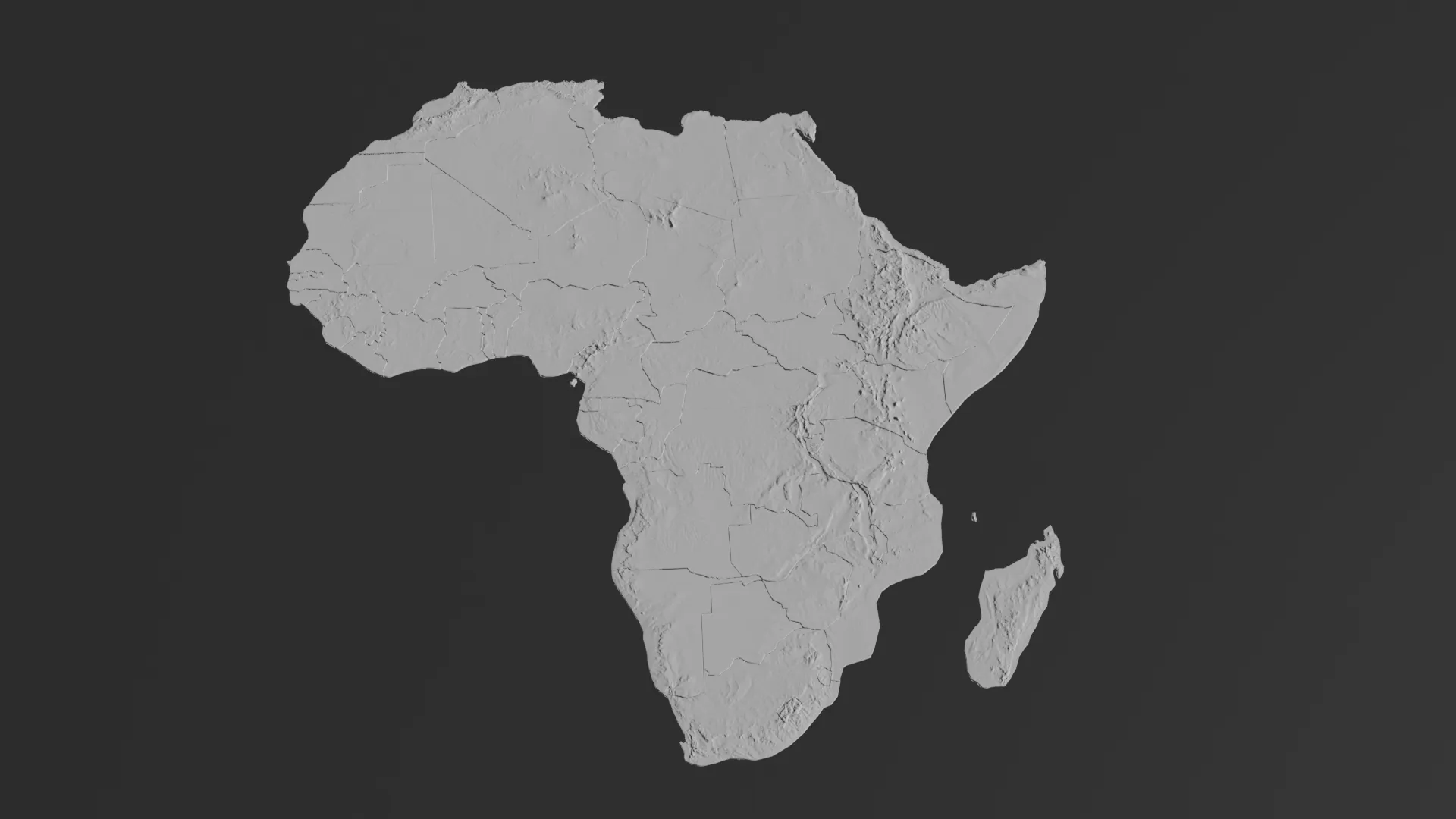 Mô hình địa hình 3D các quốc gia châu Phi