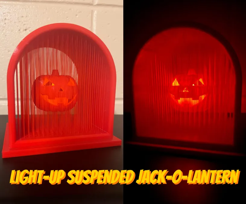 Đèn lồng bí ngô treo trong khung hình bia mộ