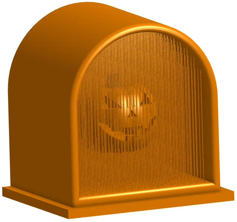 Đèn lồng bí ngô treo trong khung hình bia mộ