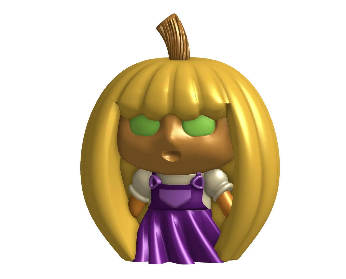 Nhân vật trẻ em bí ngô với kiểu tóc bí ngô dễ thương