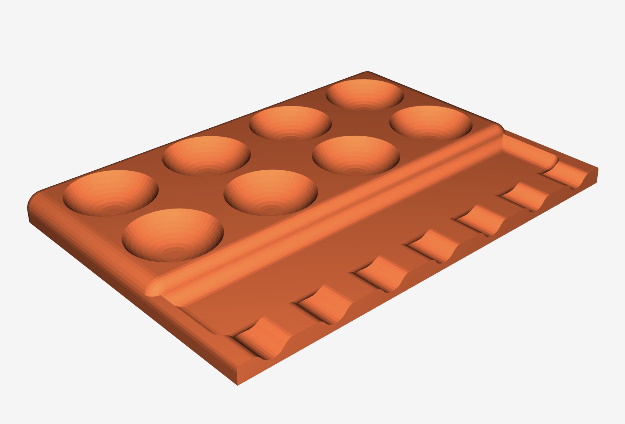 Bảng màu với giá đỡ cọ vẽ cho nghệ thuật vẽ tranh