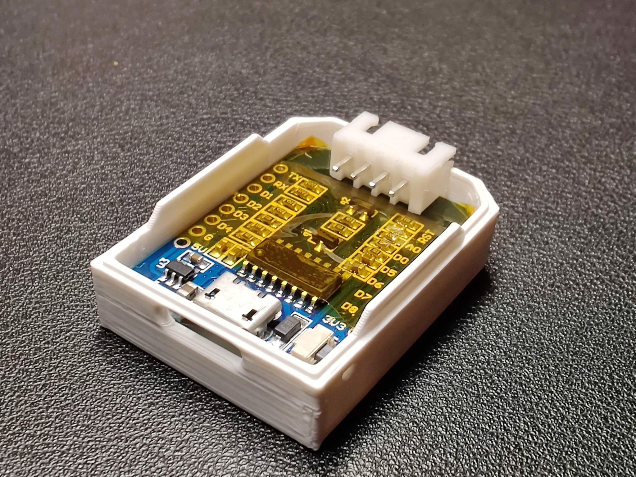 Vỏ nhỏ cho Wemos D1 Mini với kết nối 4 Pin JST