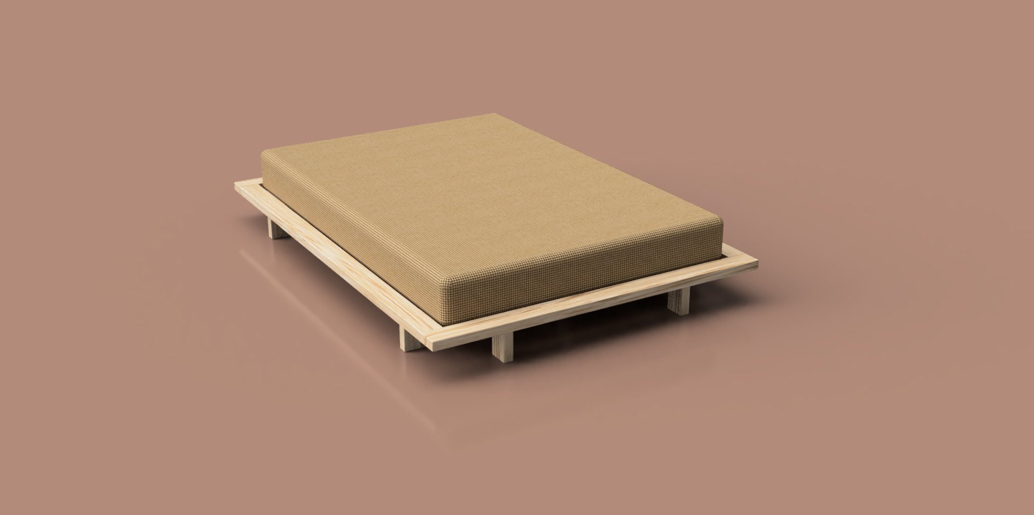 Giường Futon thiết kế đơn giản bằng gỗ
