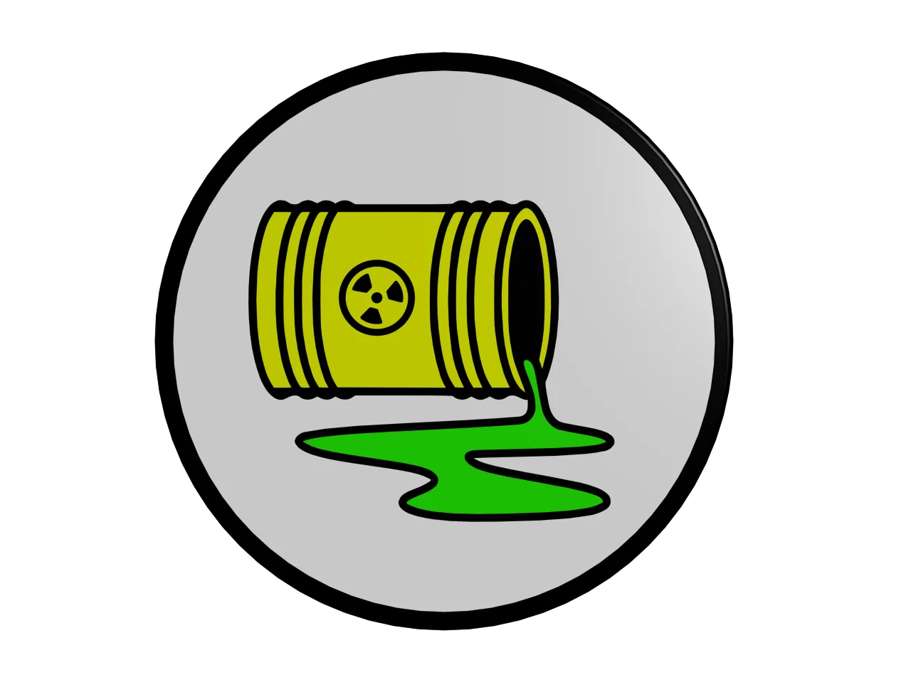 Đế lót ly in 3D hình thùng rác phóng xạ đổ tràn