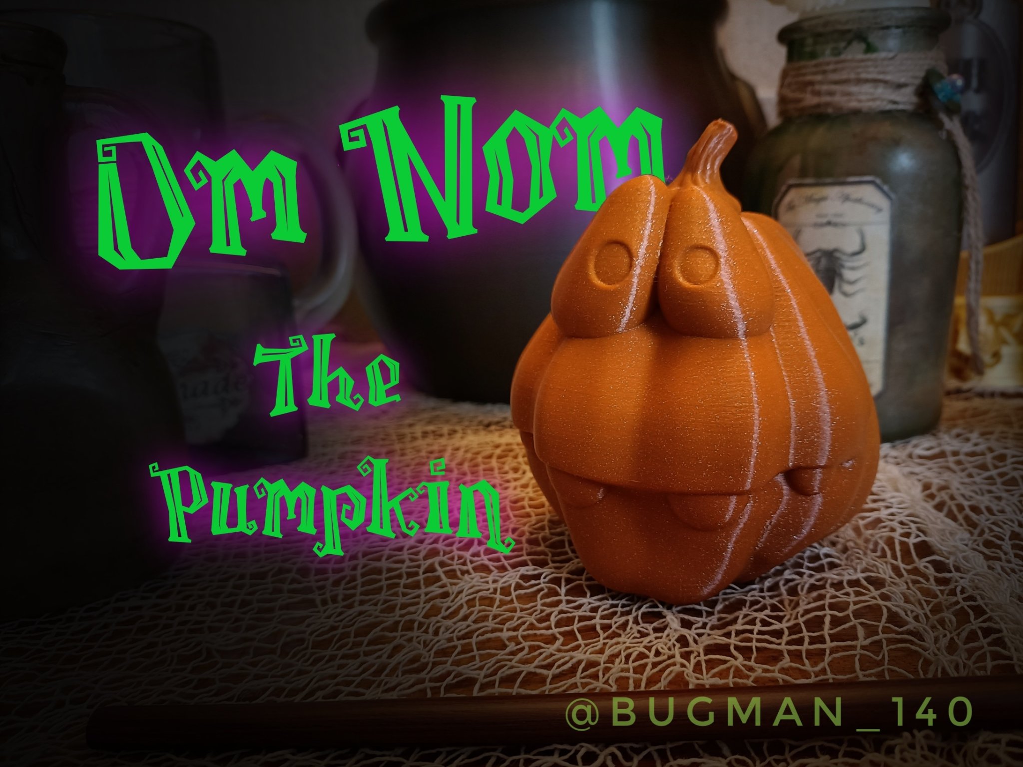 Quả bí ngô Om Nom dễ thương cho trang trí Halloween