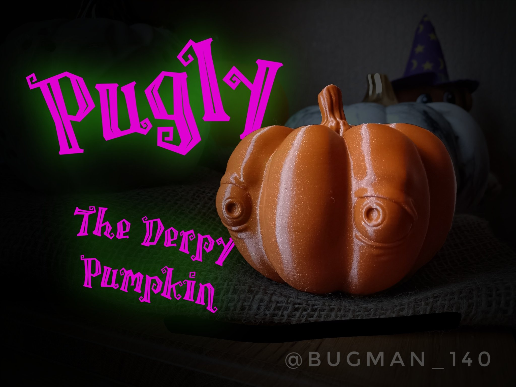 Quả bí ngô ngộ nghĩnh Pugly cho trang trí Halloween