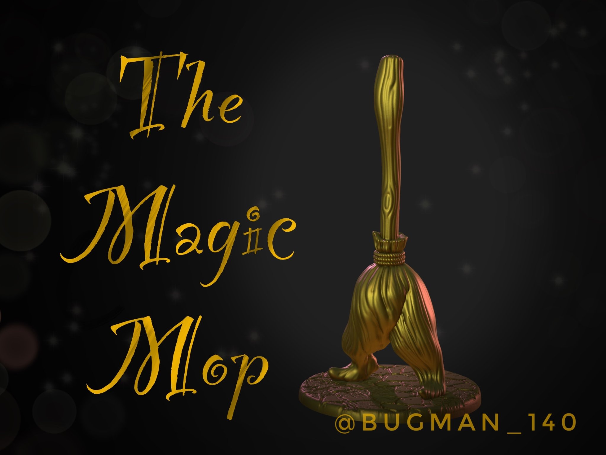 Cây chổi ma thuật trang trí cho kệ sách