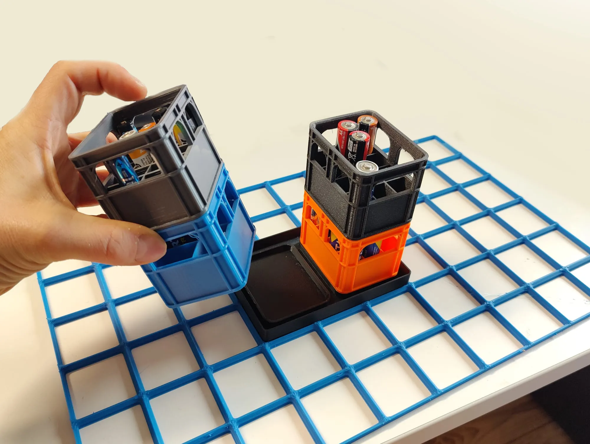 Giá đỡ pin cho thùng bia với đế gridfinity