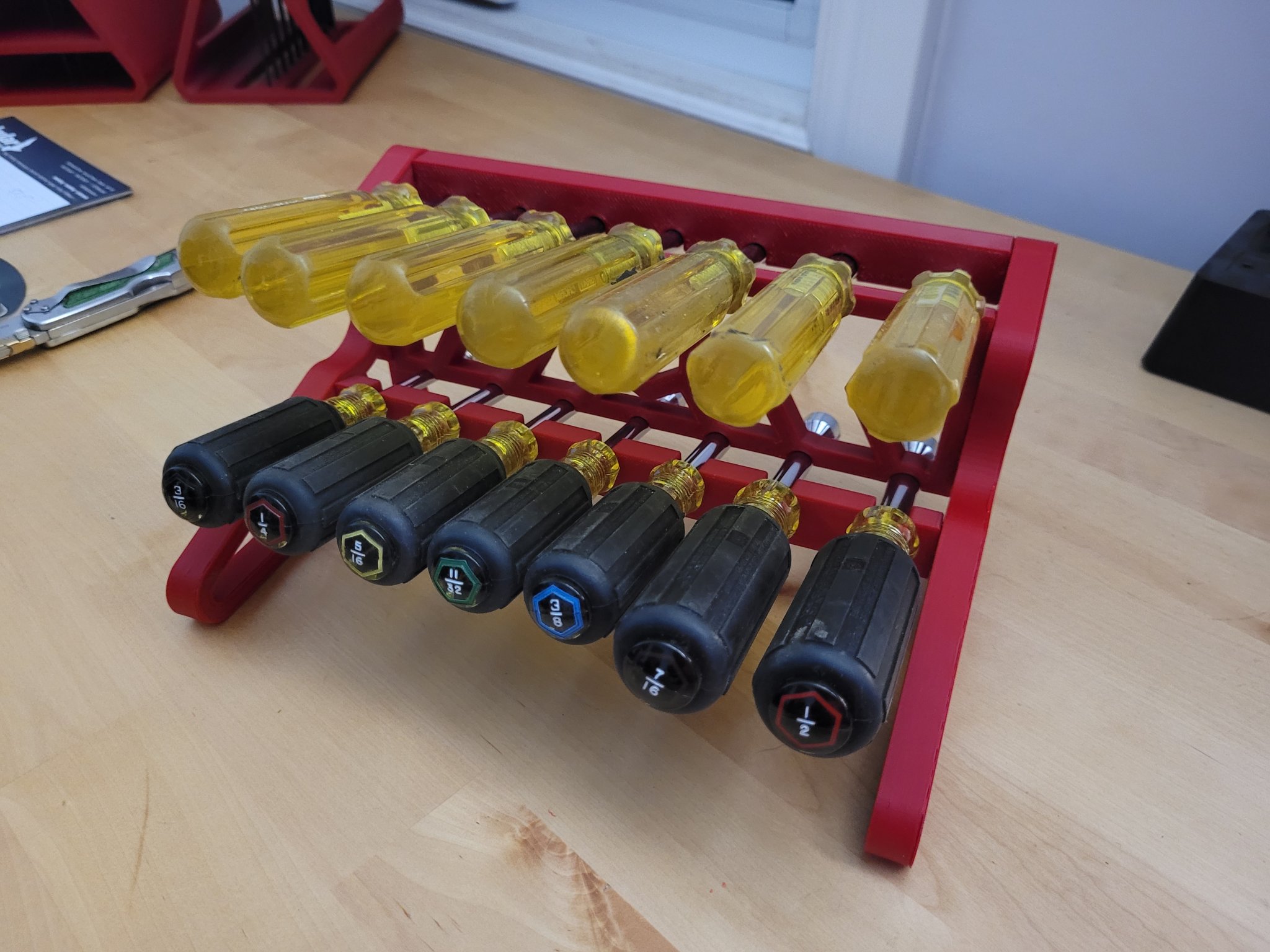 Giá đỡ dụng cụ vặn đai ốc 14 món cho cả bộ mét và inch