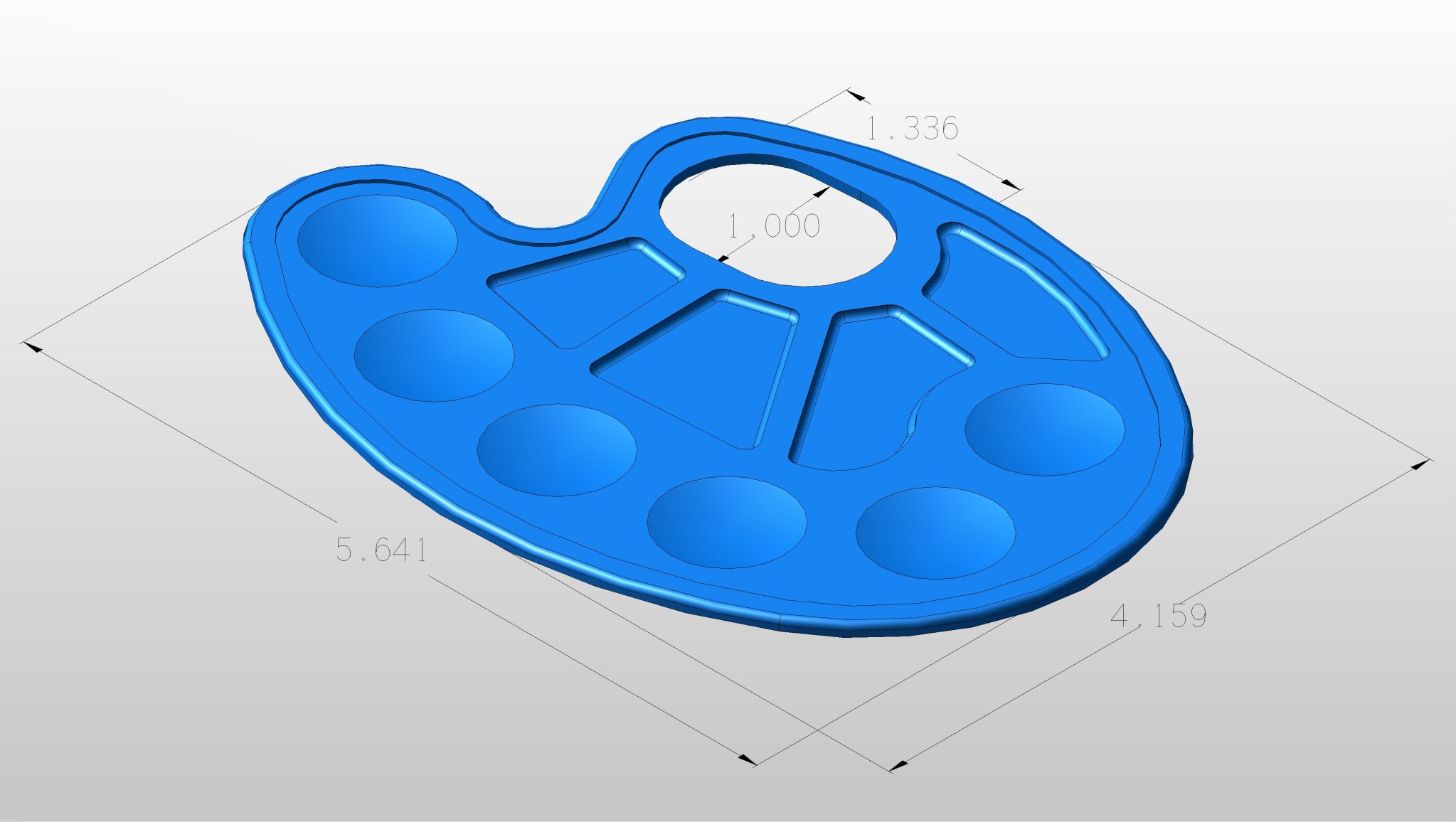 Bảng pha màu cho họa sĩ với kích thước vừa phải