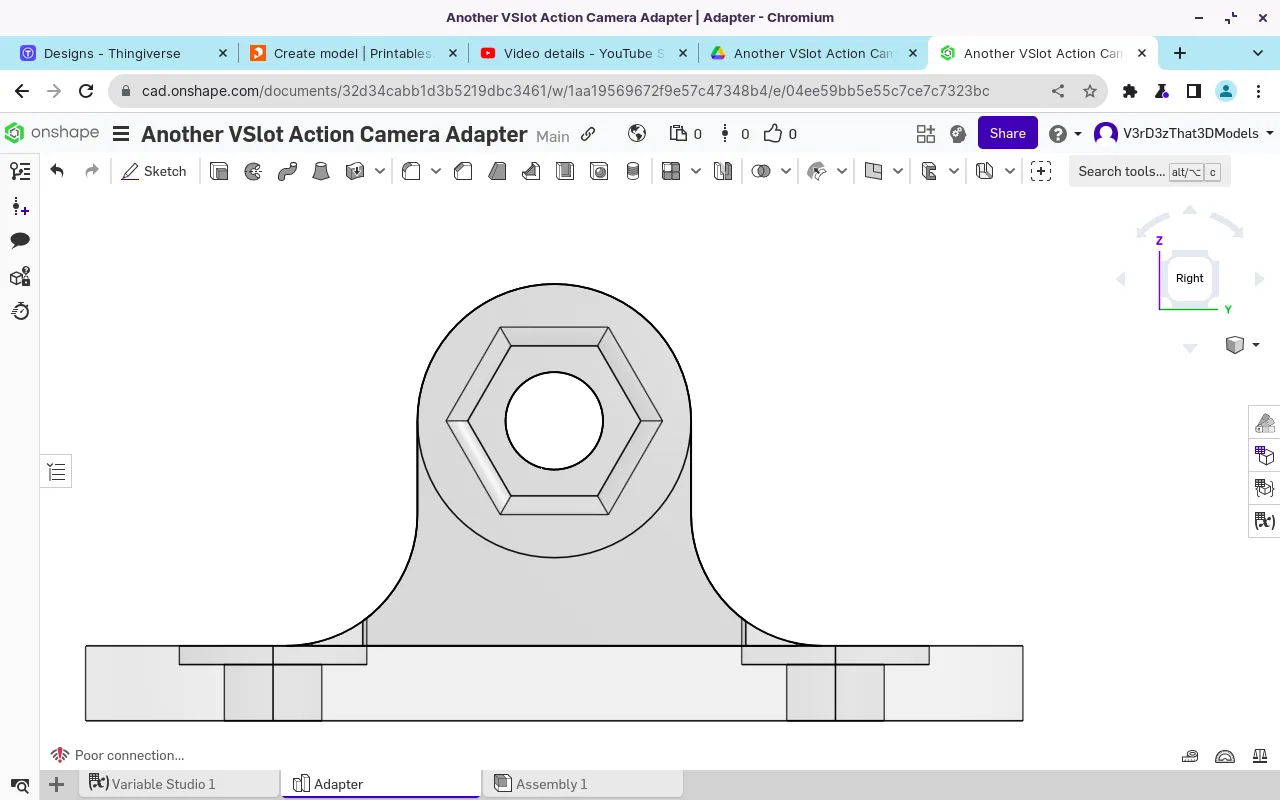 Giá đỡ camera hành động cho thanh nhôm v-slot