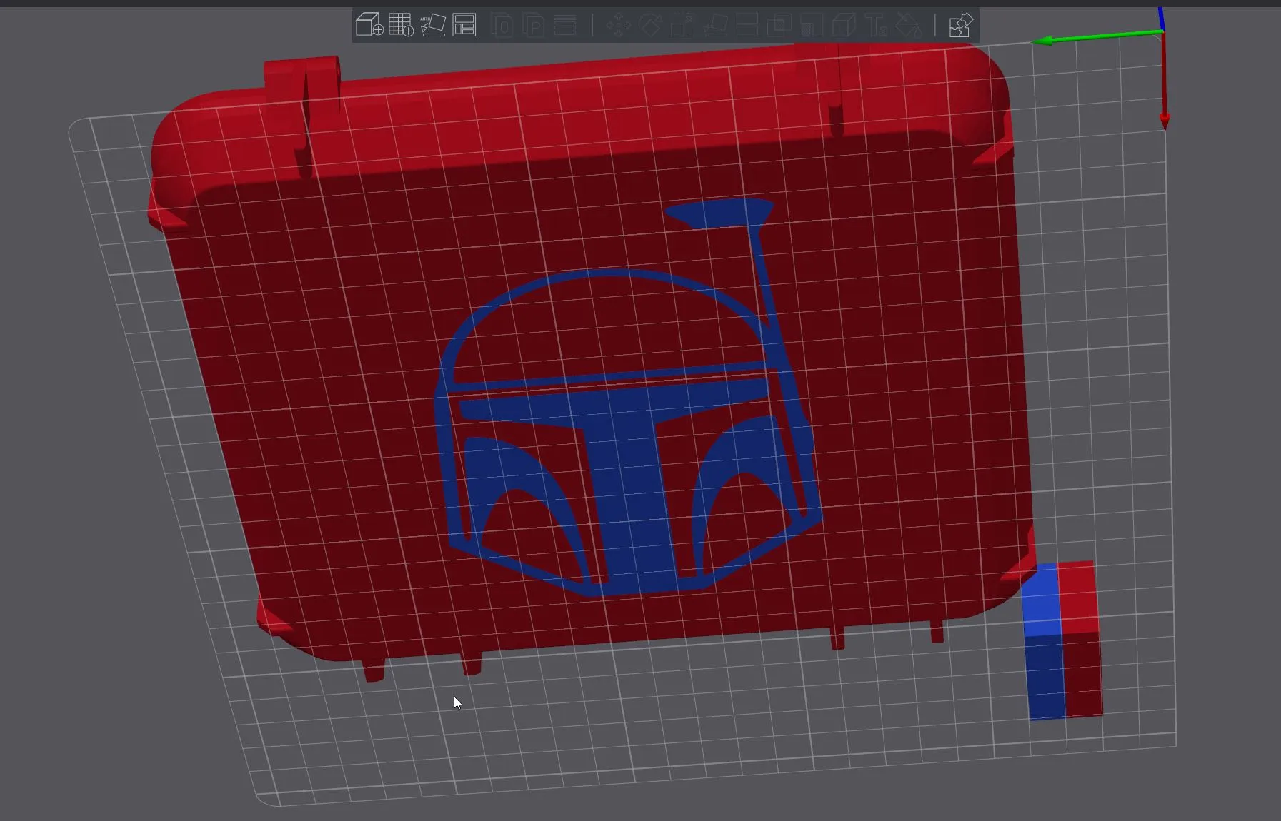 Thiết kế hộp với logo Mandalorian phù hợp in MMU