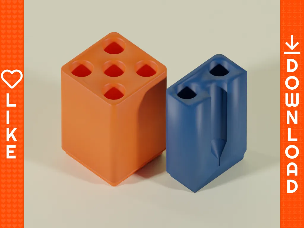 Giá đỡ bút chì/bút bi Gridfinity với rãnh giữ đầu bút