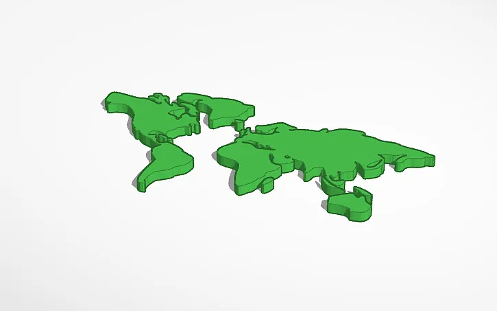 Bản đồ thế giới đơn giản cho in 3D