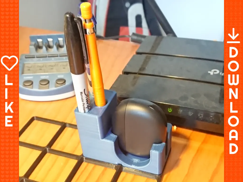 Giá đỡ hộp tai nghe Gridfinity cho Redmi Buds 4 với chỗ để bút