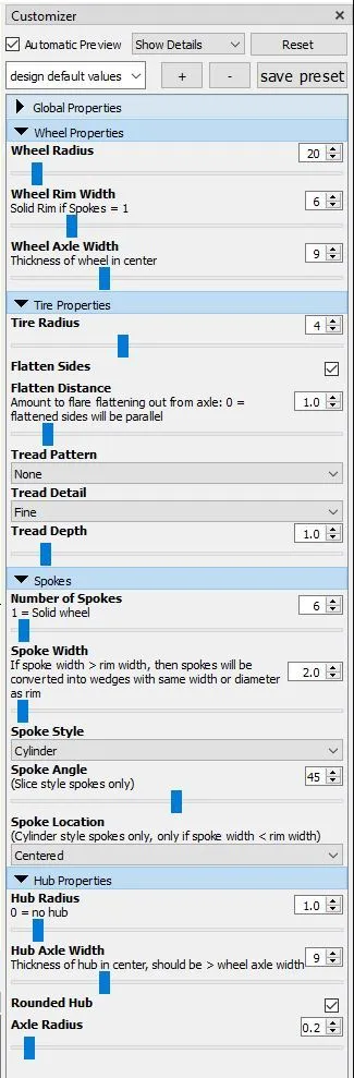 Tùy chỉnh bánh xe đa dạng cho mô hình 3D