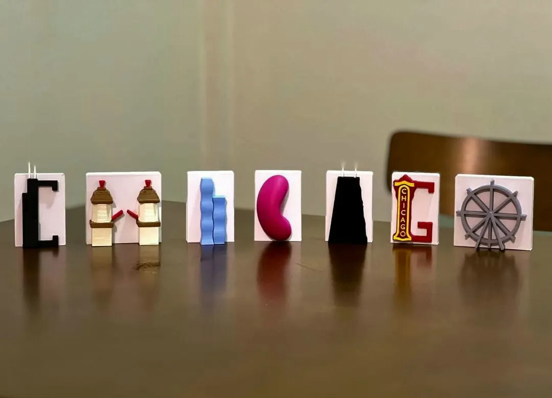 Đồ trang trí chữ cái theo phong cách biểu tượng Chicago