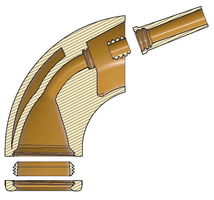 Mouthpiece tuba 90 độ Alcon 23 kiểu macaroni