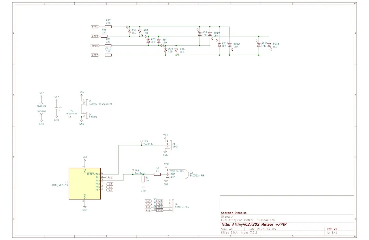 Cây thông Giáng sinh cảm biến chuyển động ATtiny402