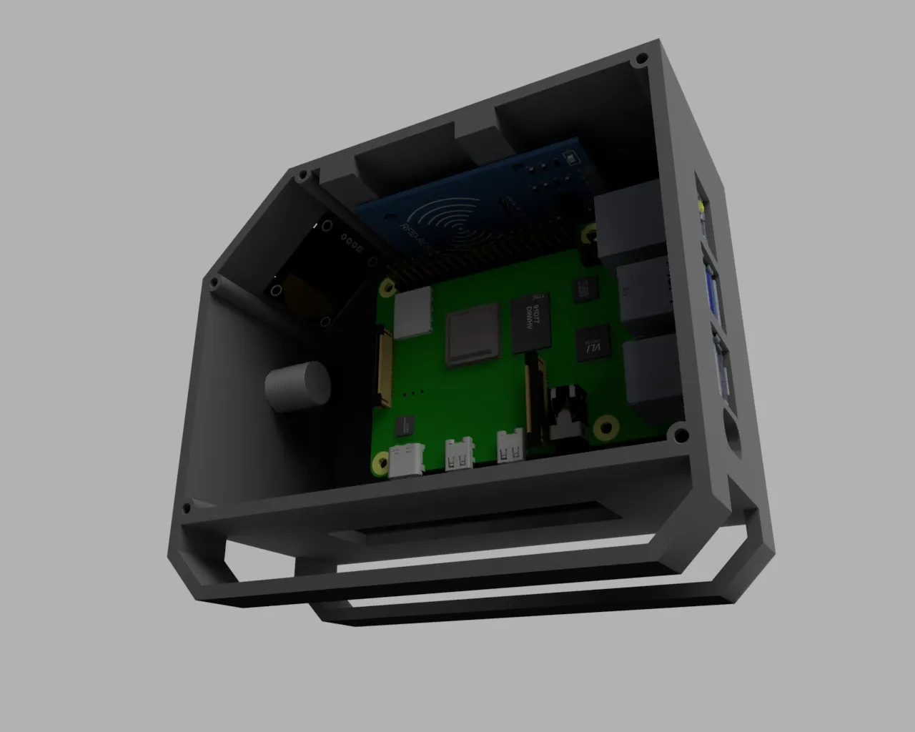 Vỏ cho Raspberry Pi 4B với khe cắm OLED và RFID