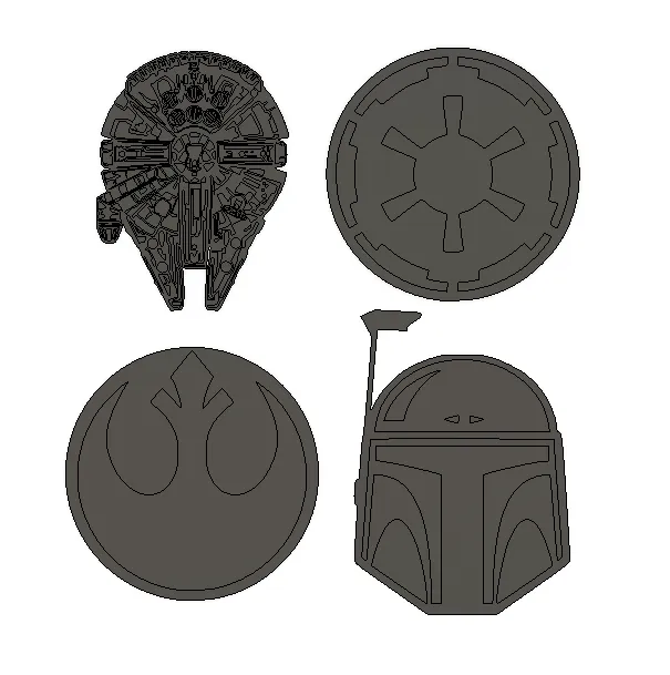 Đế lót ly Star Wars với hình ảnh Rebel, Empire, Falcon và Fett