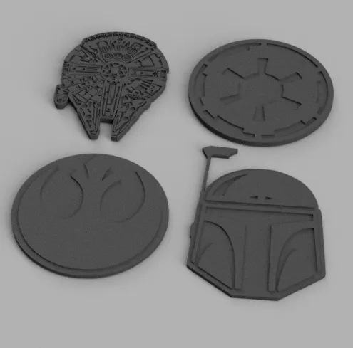 Đế lót ly Star Wars với hình ảnh Rebel, Empire, Falcon và Fett